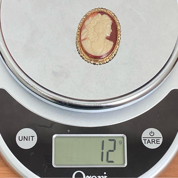 Vintage Unsigned Victorian Lady Cameo Gold-tone Brooch 12g - Picture 11 of 13